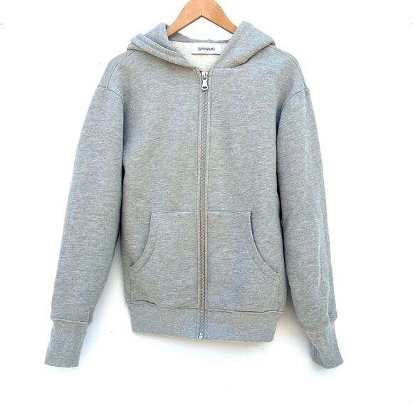 SPRWMN Full Zip Up Hoodie Heather Gray Grey Light Sweatshirt Cotton Extra Small - Picture 5 of 13